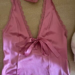 Elegant Pink Lace Halter Top Urban Outfitters Kimchi Blue